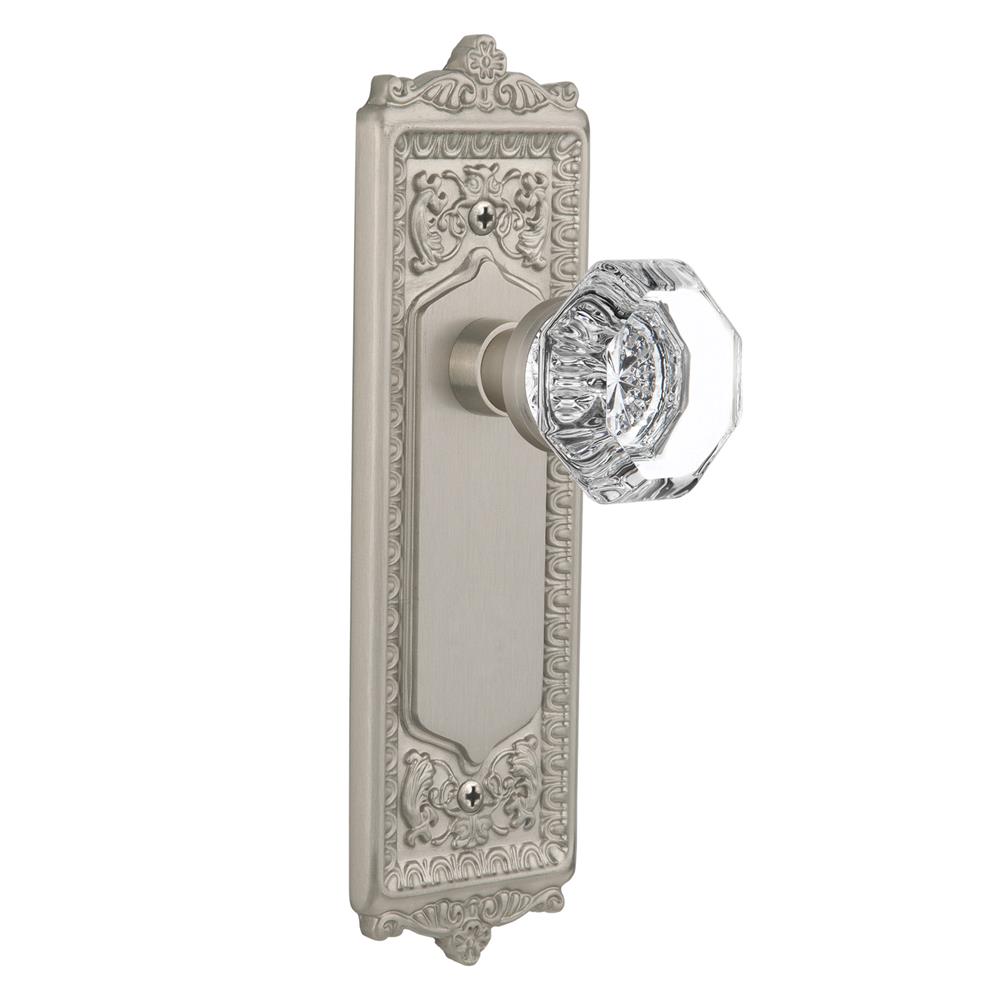 Nostalgic Warehouse EADWAL Privacy Knob Egg and Dart Plate with Waldorf Knob in Satin Nickel
